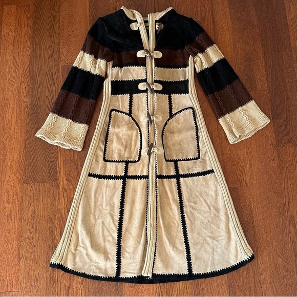 Vintage Leather Patchwork Sweater Coat by Leather Bug size S - Picture 7 of 13